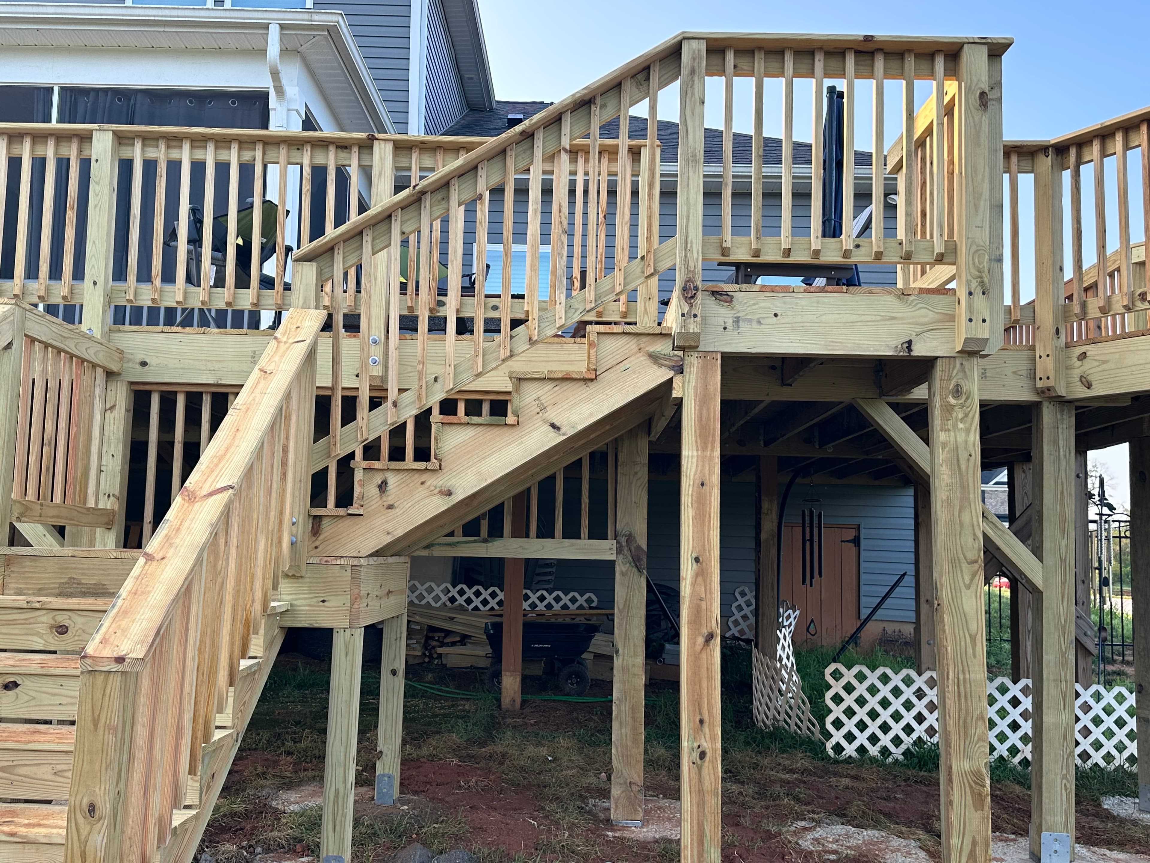 Deck construction project C - view 4 showcasing deck features