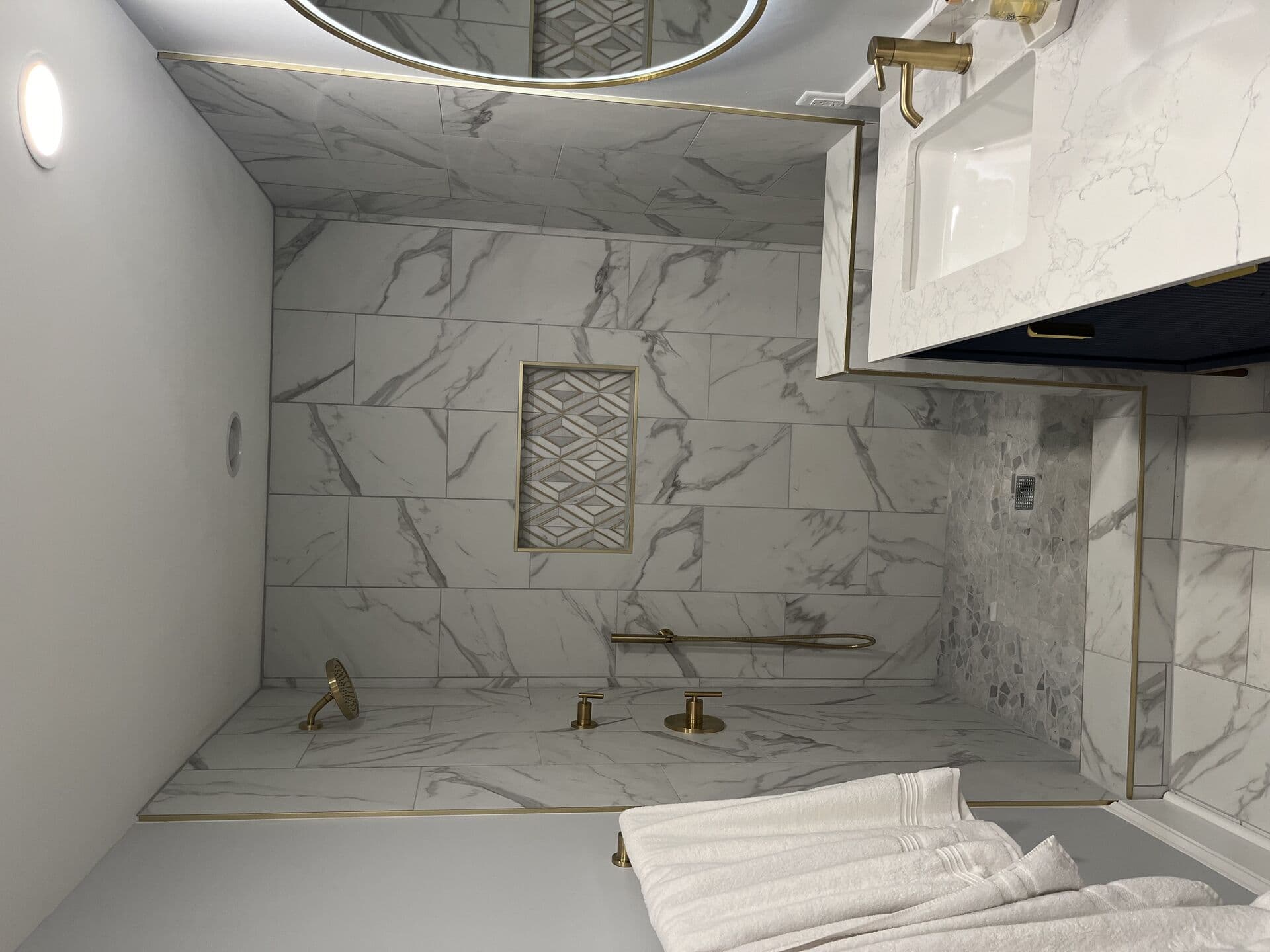 Bathroom renovation project highlighting updated design elements